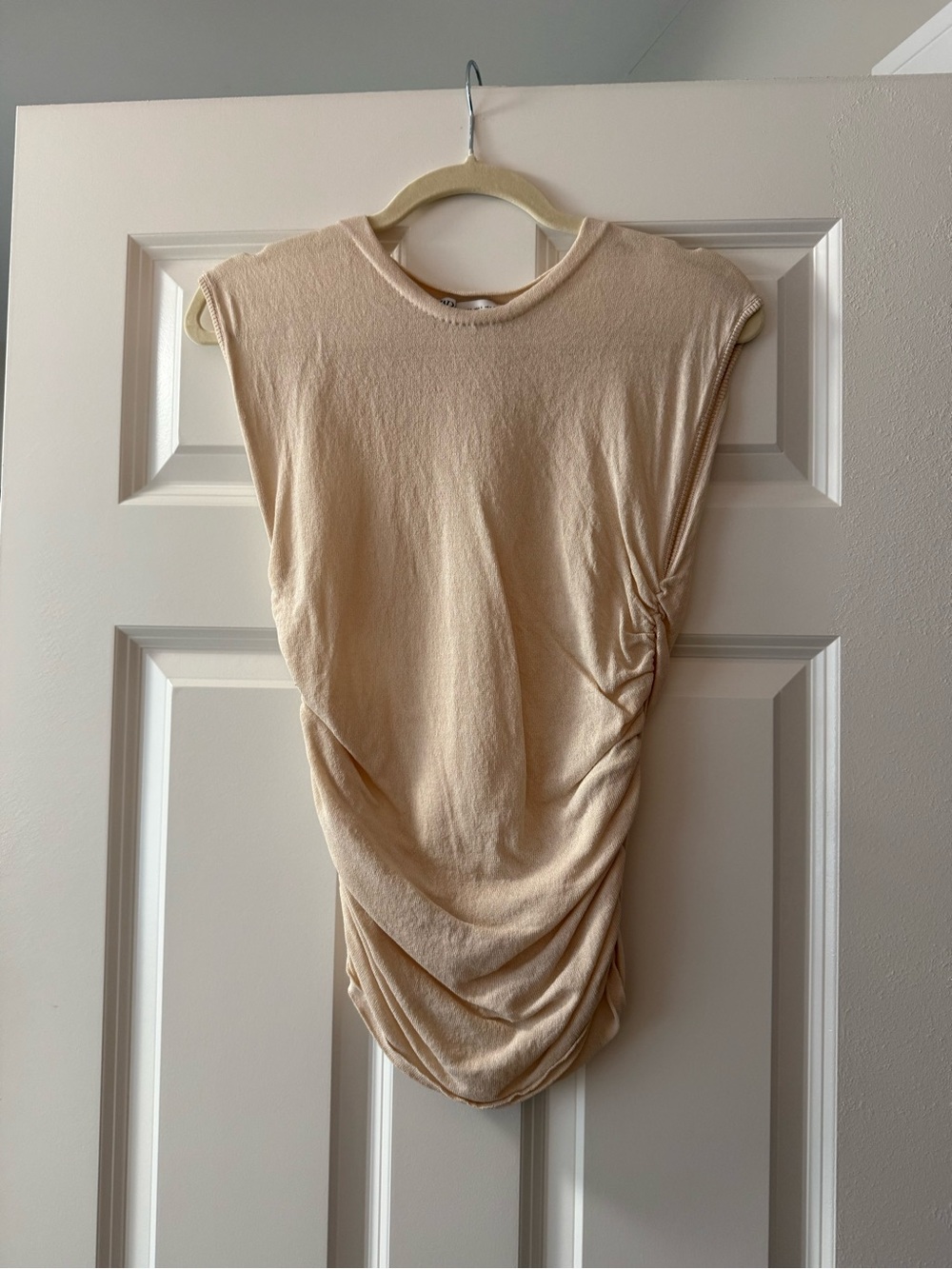 Zara Ruched Side Tank Top - Beige